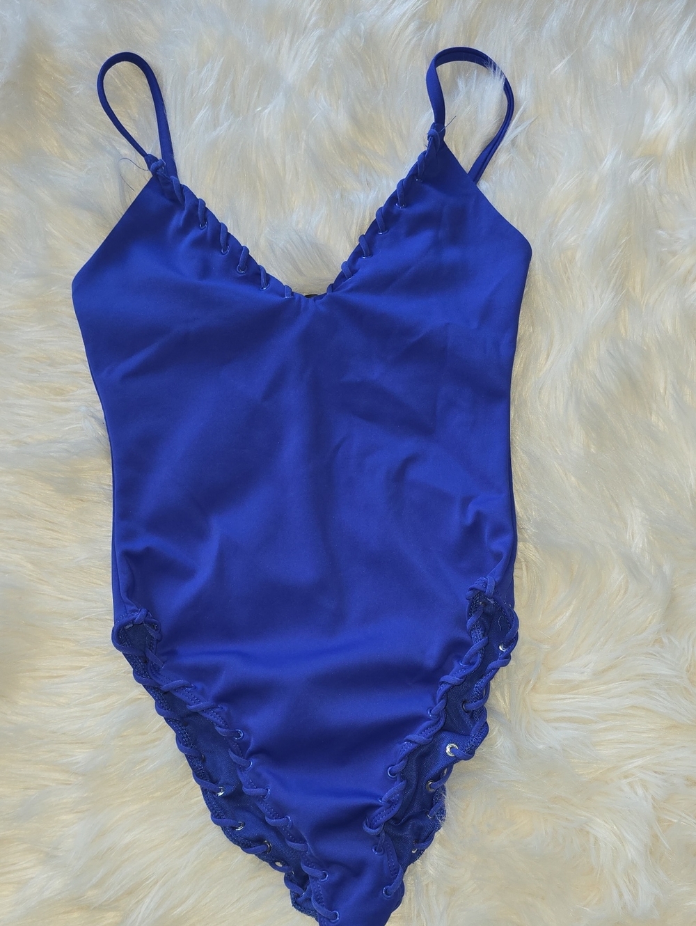 Good American Whipstitch Lace-Up One-Piece Swimsuit SIZE S